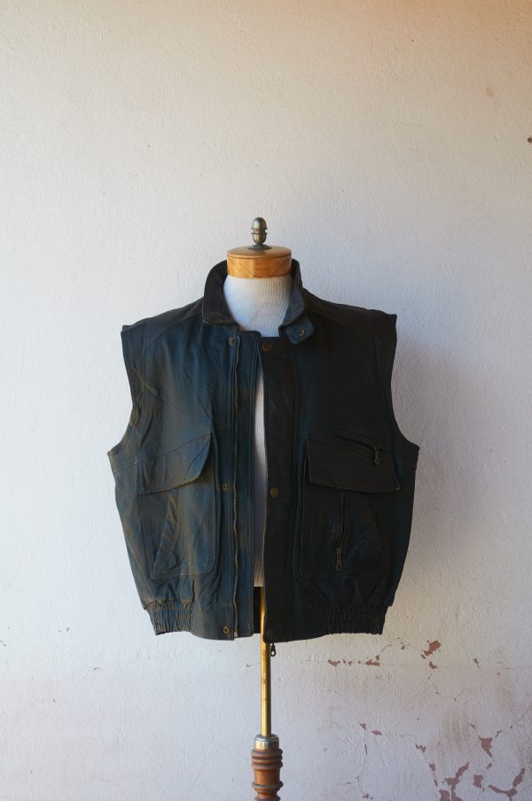 Chaqueta de cuero sin mangas talla L o XL Henrry Morell - Imagen 3