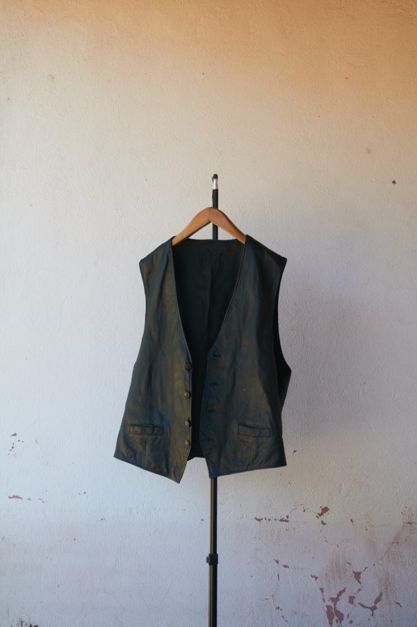 Chaqueta de cuero sin mangas vintage genuina XL o XXL - Imagen 2