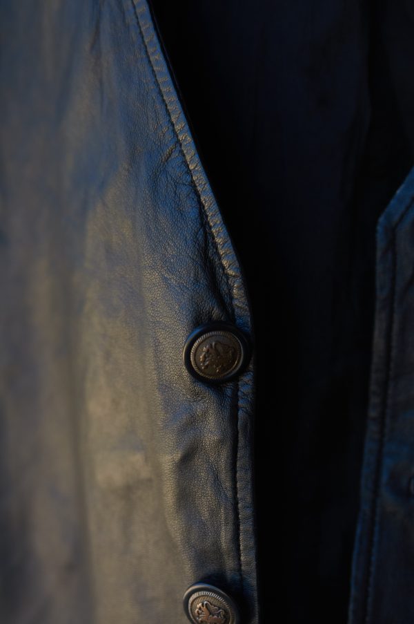 Chaqueta de cuero sin mangas vintage genuina XL o XXL - Imagen 3