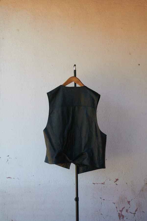 Chaqueta de cuero sin mangas vintage genuina XL o XXL - Imagen 4