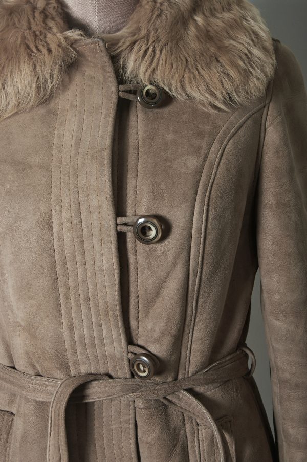 Shearling genuino de cuero y lana de oveja talla S/M (M) - Imagen 3