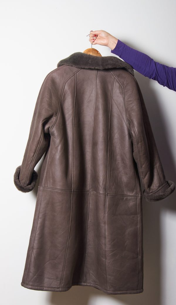 Shearling de cuero y lana de oveja alemán talla L o XL mujer - Imagen 6