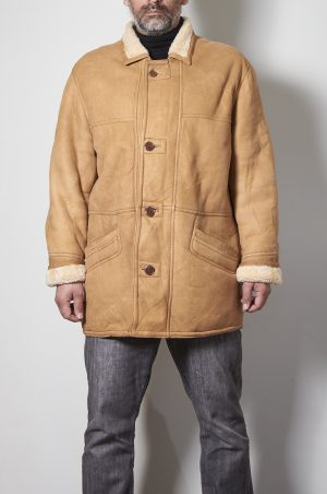 Shearling genuino de cuero y lana de oveja talla L