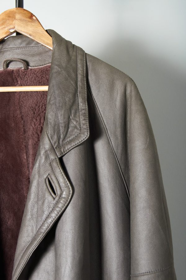Shearling genuino de cuero y lana de oveja XXL - Imagen 5