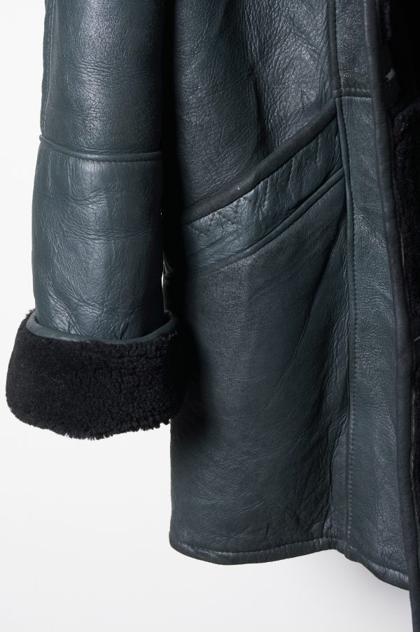 Shearling genuino verde petróleo cuero de cordero Talla M(H) - Imagen 4