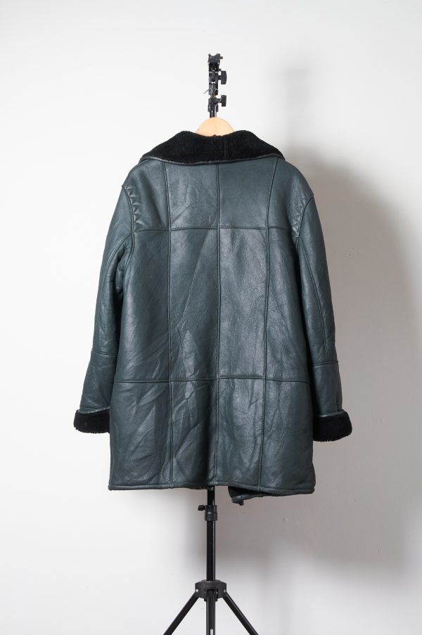 Shearling genuino verde petróleo cuero de cordero Talla M(H) - Imagen 5
